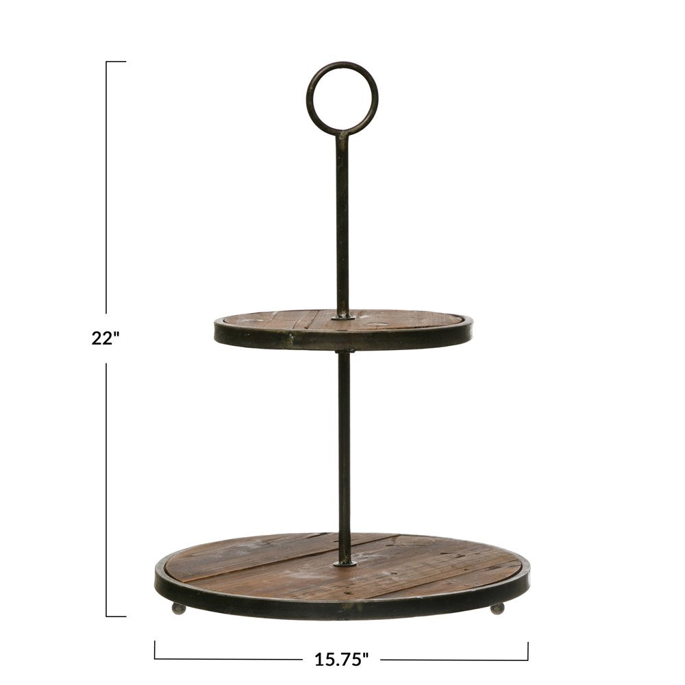 Decorative Wood & Metal 2-Tier Tray — alternate view 3