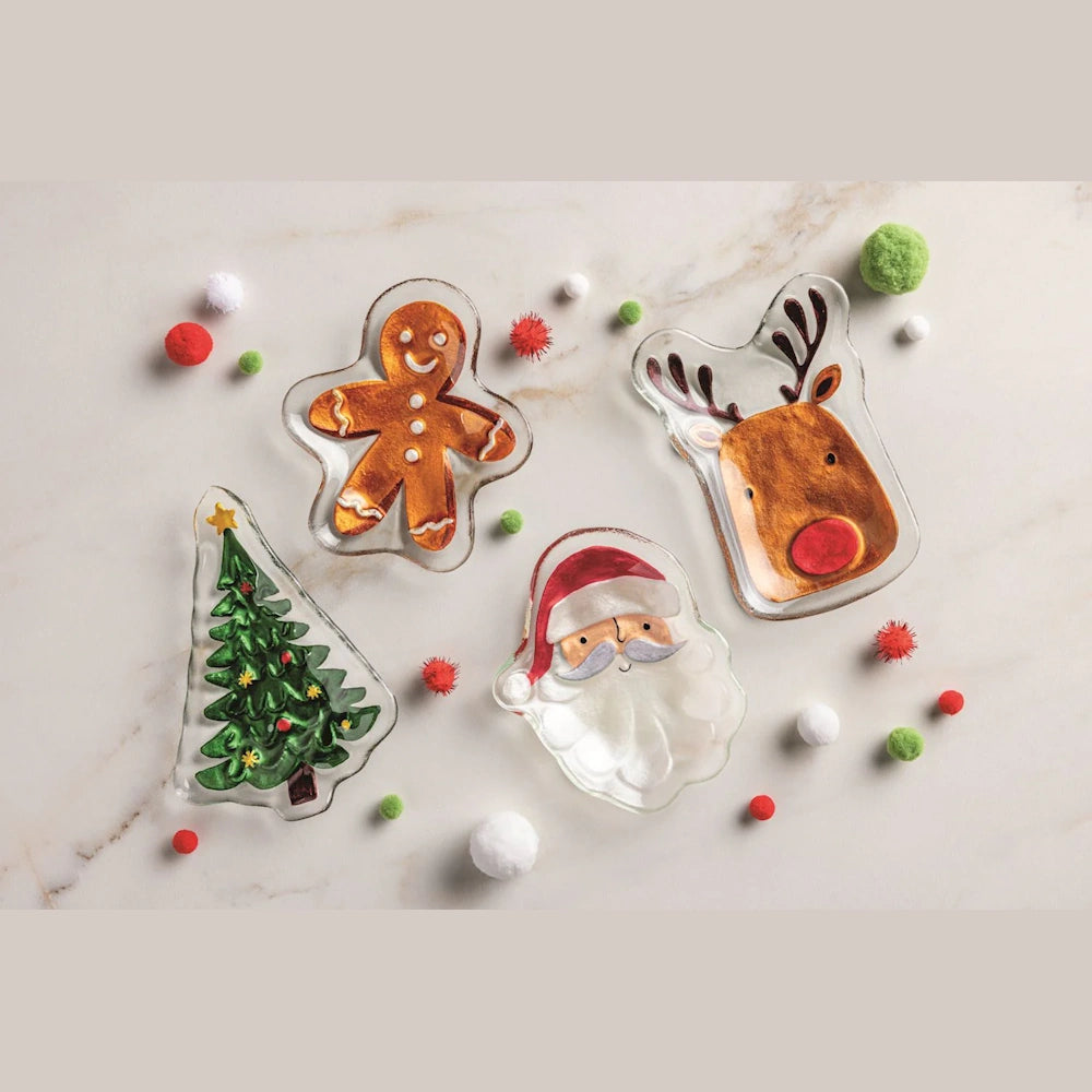 Christmas Glass Tidbit Plates