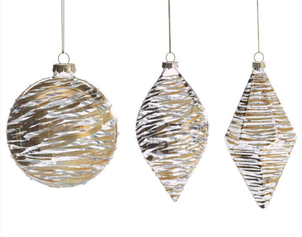 ASSORTED GOLD BRUSHED GLASS ORNAMENTS