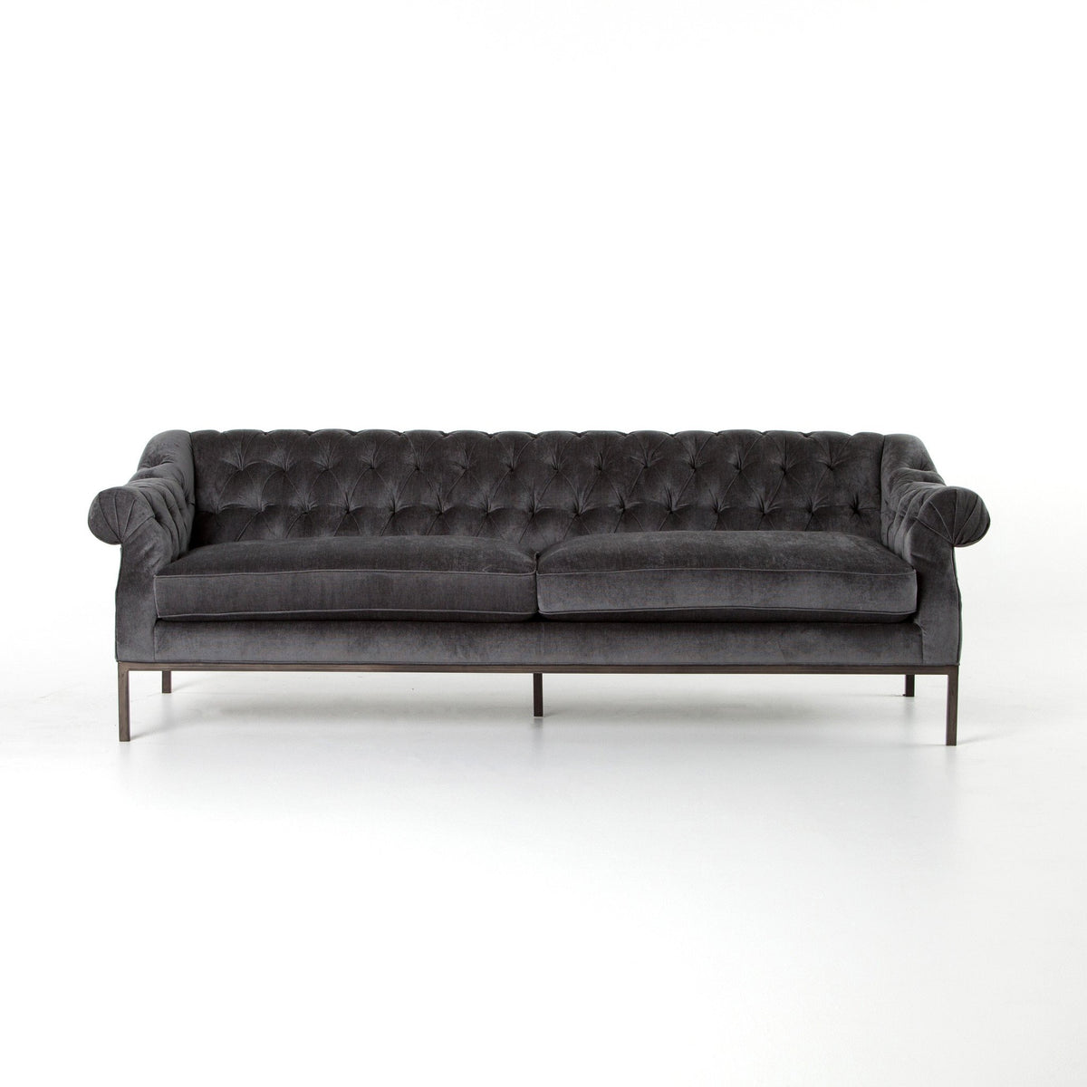 Damon 94" Sofa - Charcoal Worn Velvet — alternate view 2