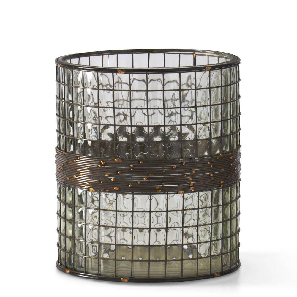 Clear Blown Glass Vases in Metal Cage — alternate view 5