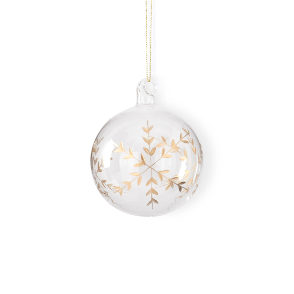 Clear Glass Gold Etched Snowflake Ornaments — alternate view 2