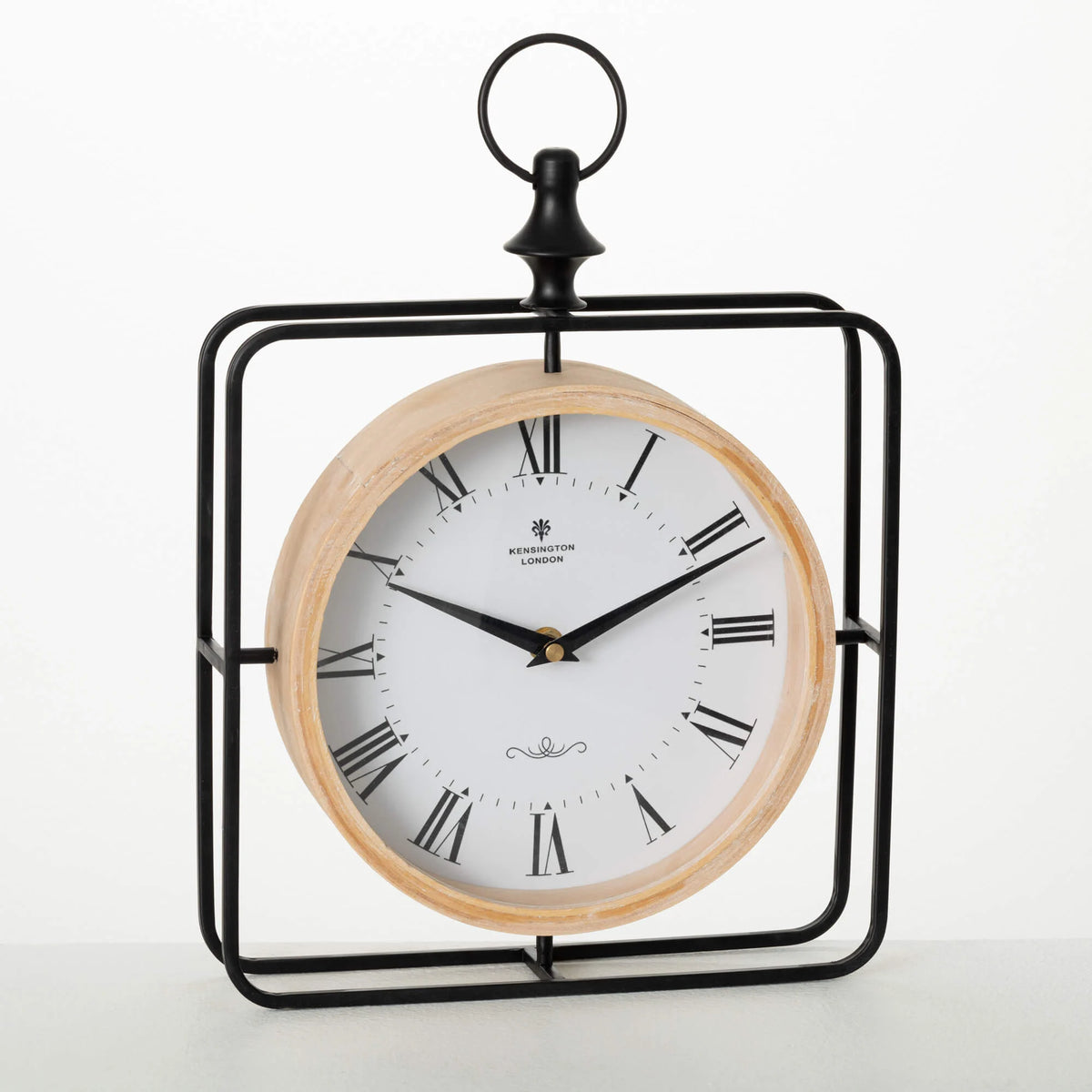 Wood & Metal Framed Desk Clock — alternate view 2