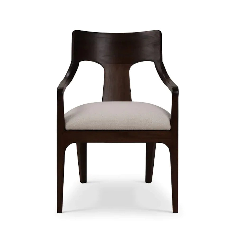 Colorado dark wood dining chair with upholstered cushion front view.