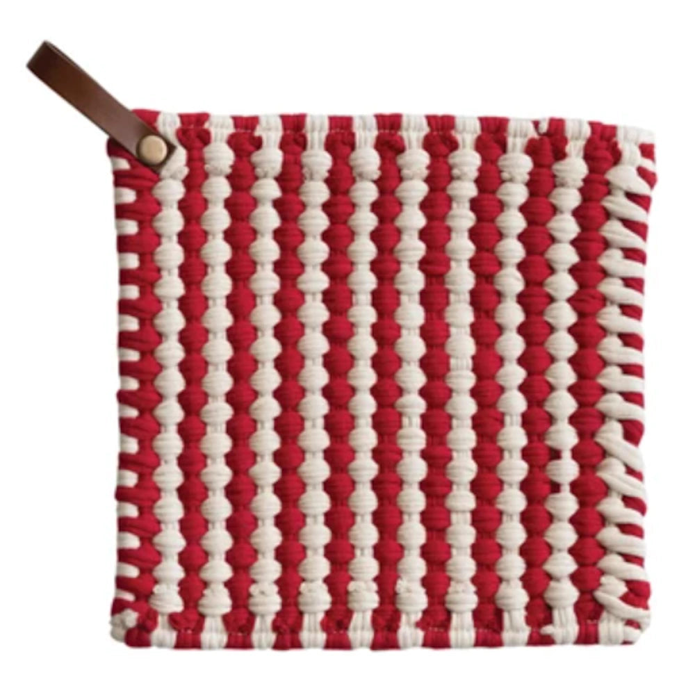 Cotton Crocheted Pot Holder with Leather Loop — alternate view 3