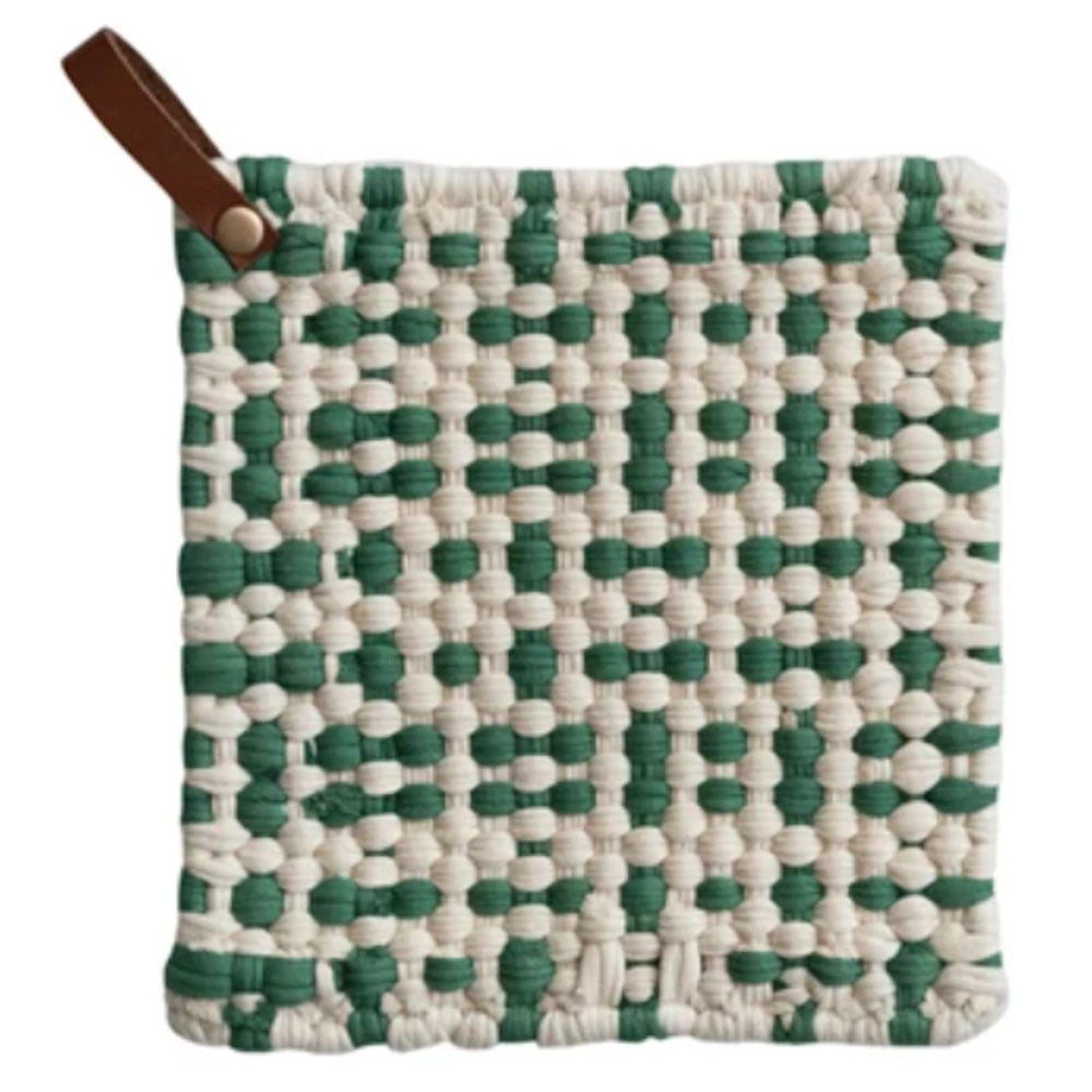 Cotton Crocheted Pot Holder with Leather Loop — alternate view 4