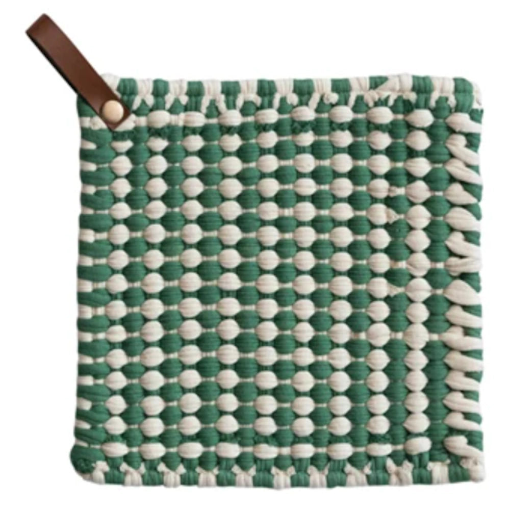 Cotton Crocheted Pot Holder with Leather Loop — alternate view 5