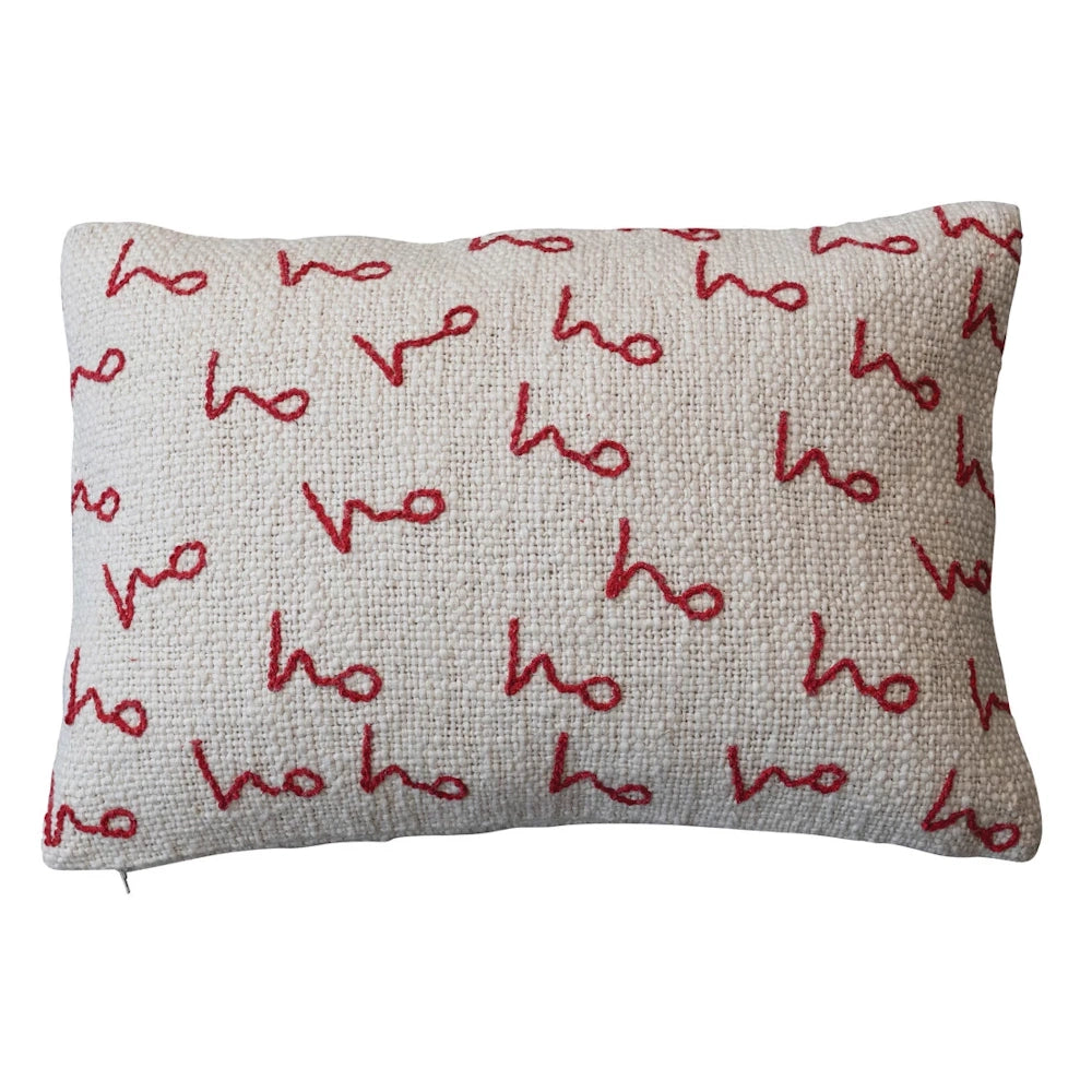Cotton Lumbar Pillow "Ho Ho Ho" — alternate view 2