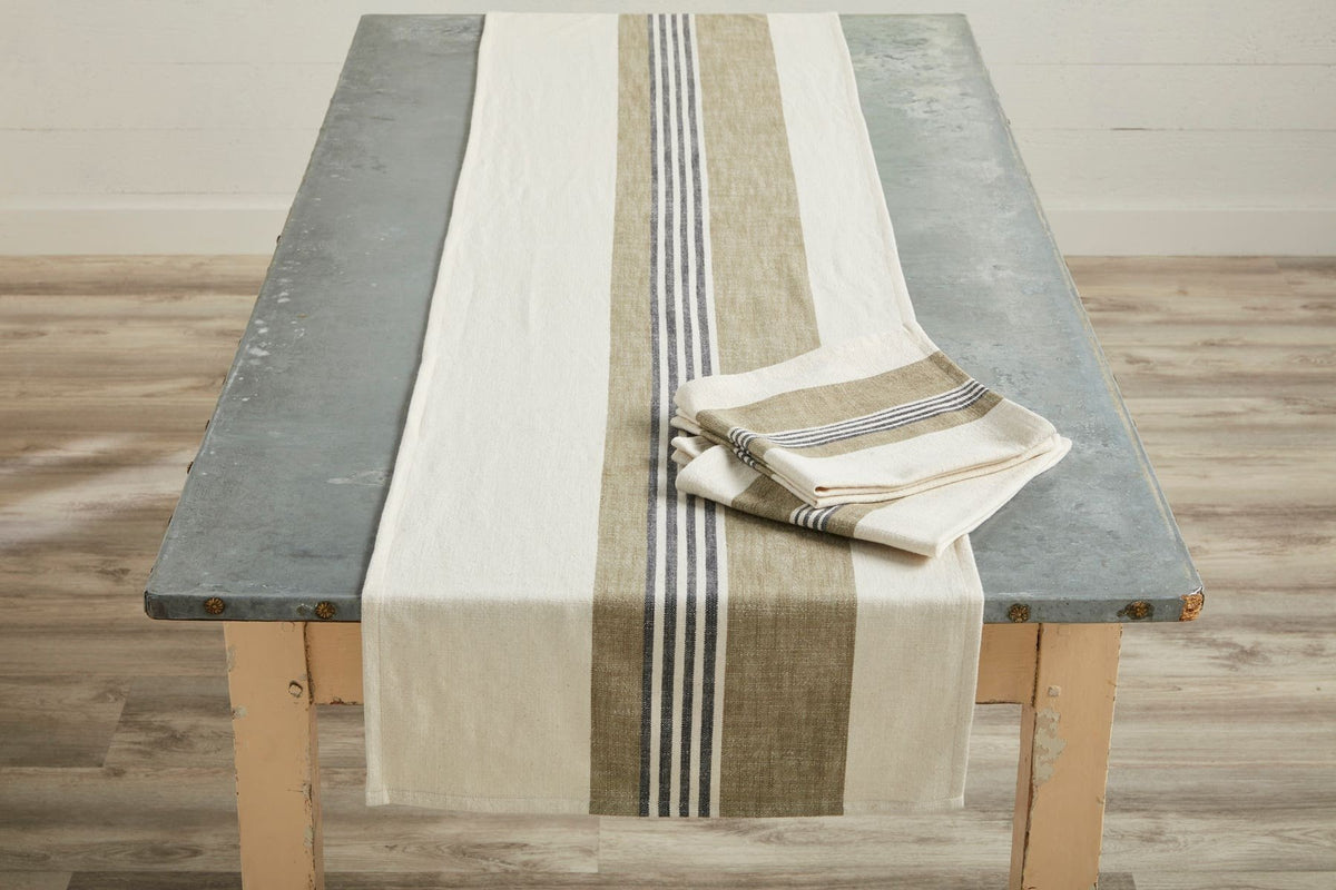 Cream and Khaki Stripe Table Runner — alternate view 2