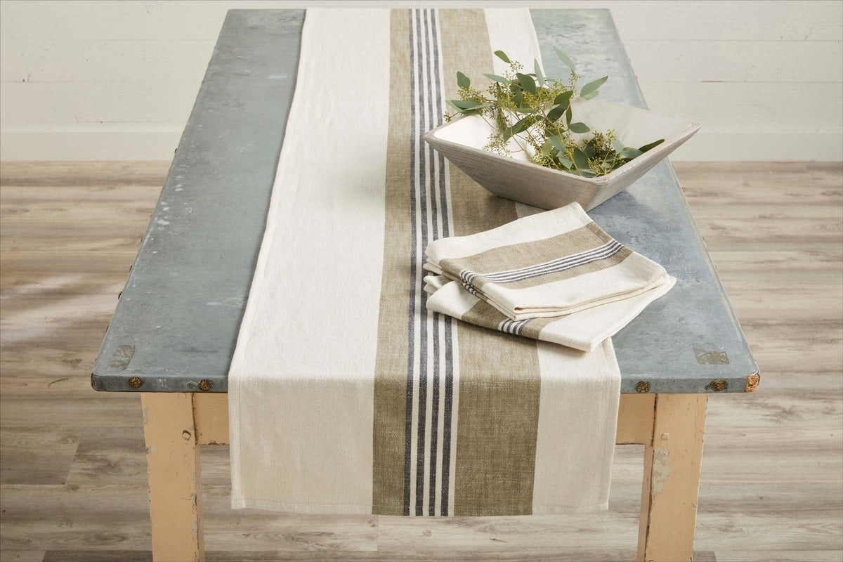 Cream and Khaki Stripe Table Runner — alternate view 3