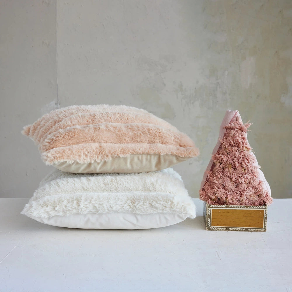 Cream Square Cotton Fabric Blend Pillow — alternate view 2