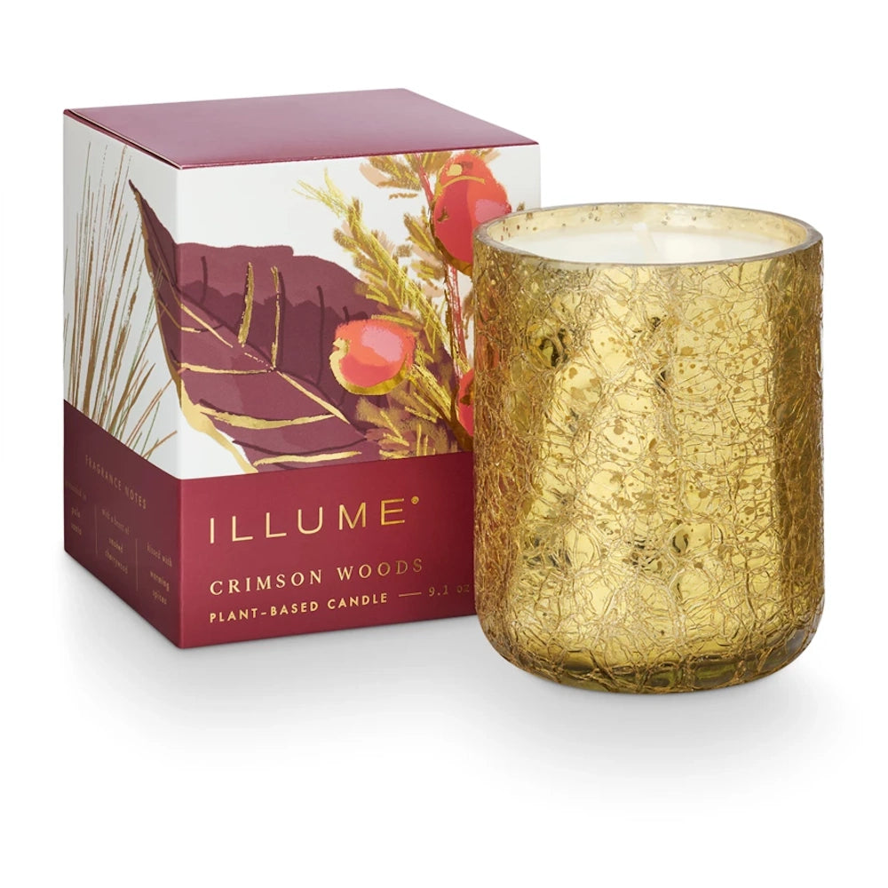 Crimson Woods Small Boxed Crackle Glass Candle — alternate view 2