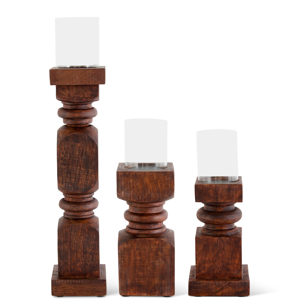 Medium Dark Mango Wood Candleholder — alternate view 2