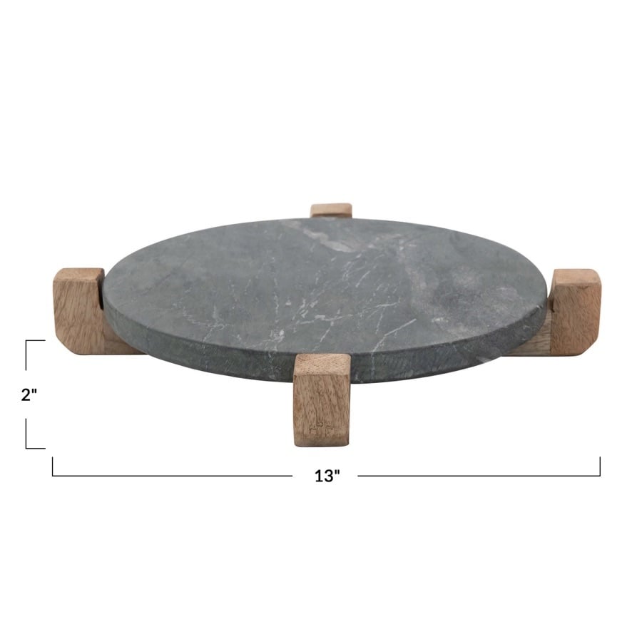 Marble Serving Board with Mango Wood Stand — alternate view 4