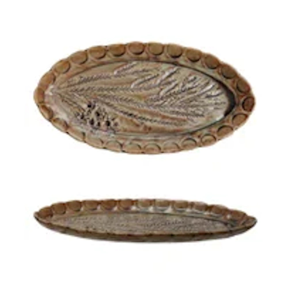 Oval Debossed Stoneware Plates — alternate view 4