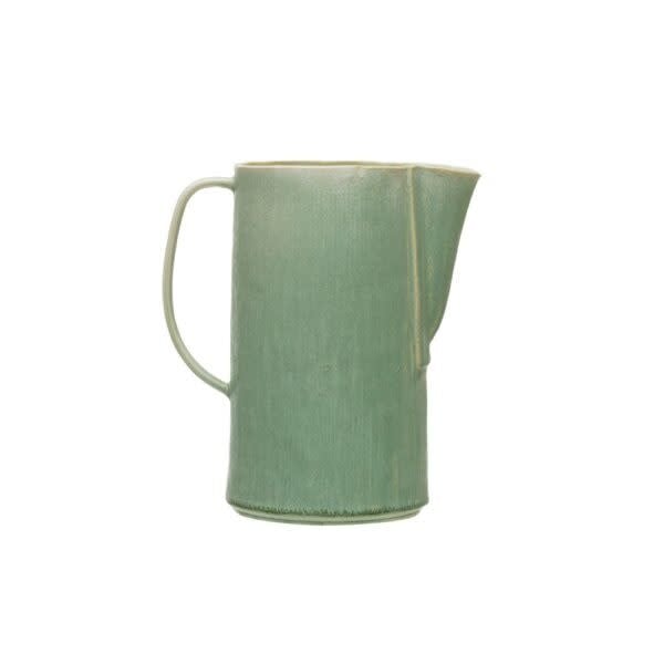 64 oz. Stoneware Pitcher, Reactive Glaze, Matte Celadon Color — alternate view 2