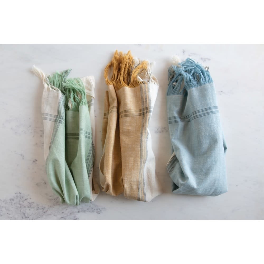 Cotton Tea Towels with Fringe, 3 Colors, Set of 3 — alternate view 8