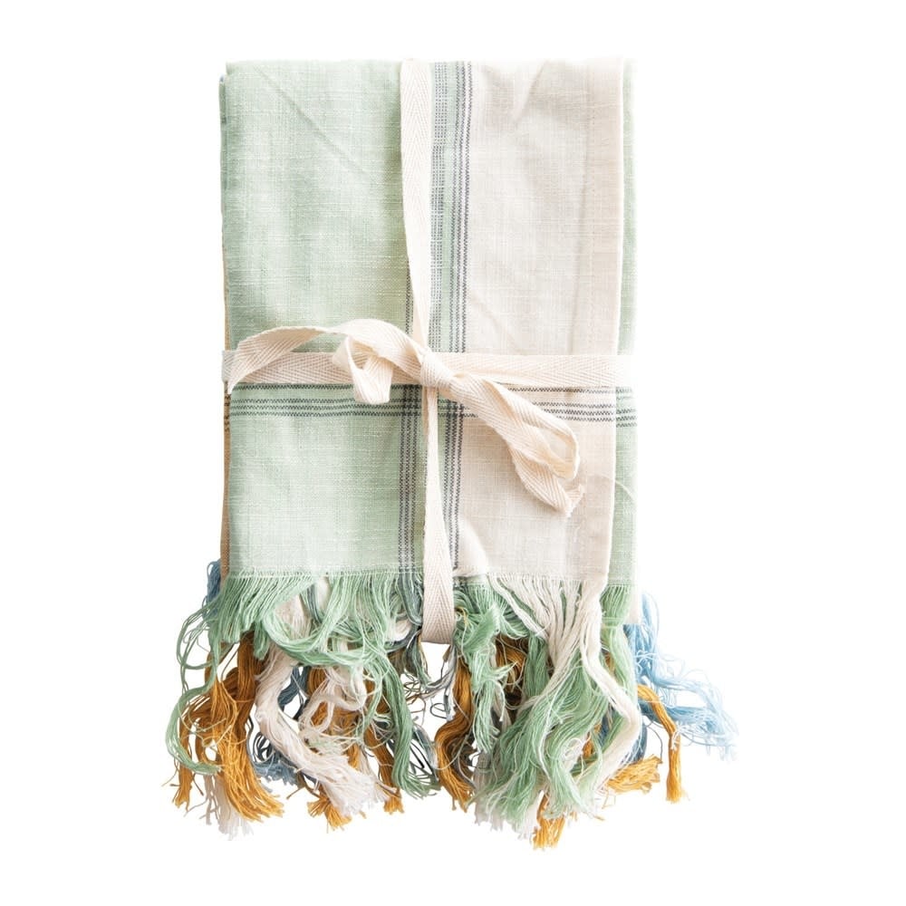 Cotton Tea Towels with Fringe, 3 Colors, Set of 3 — alternate view 7