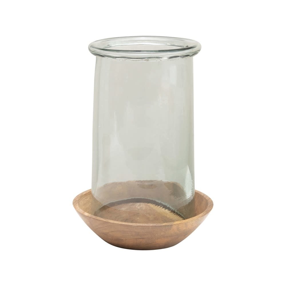 Glass Hurricane with Wood Base — alternate view 2