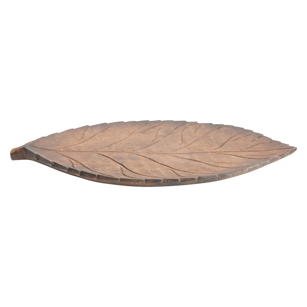 Hand-Carved Mango Wood Leaf Tray — alternate view 3