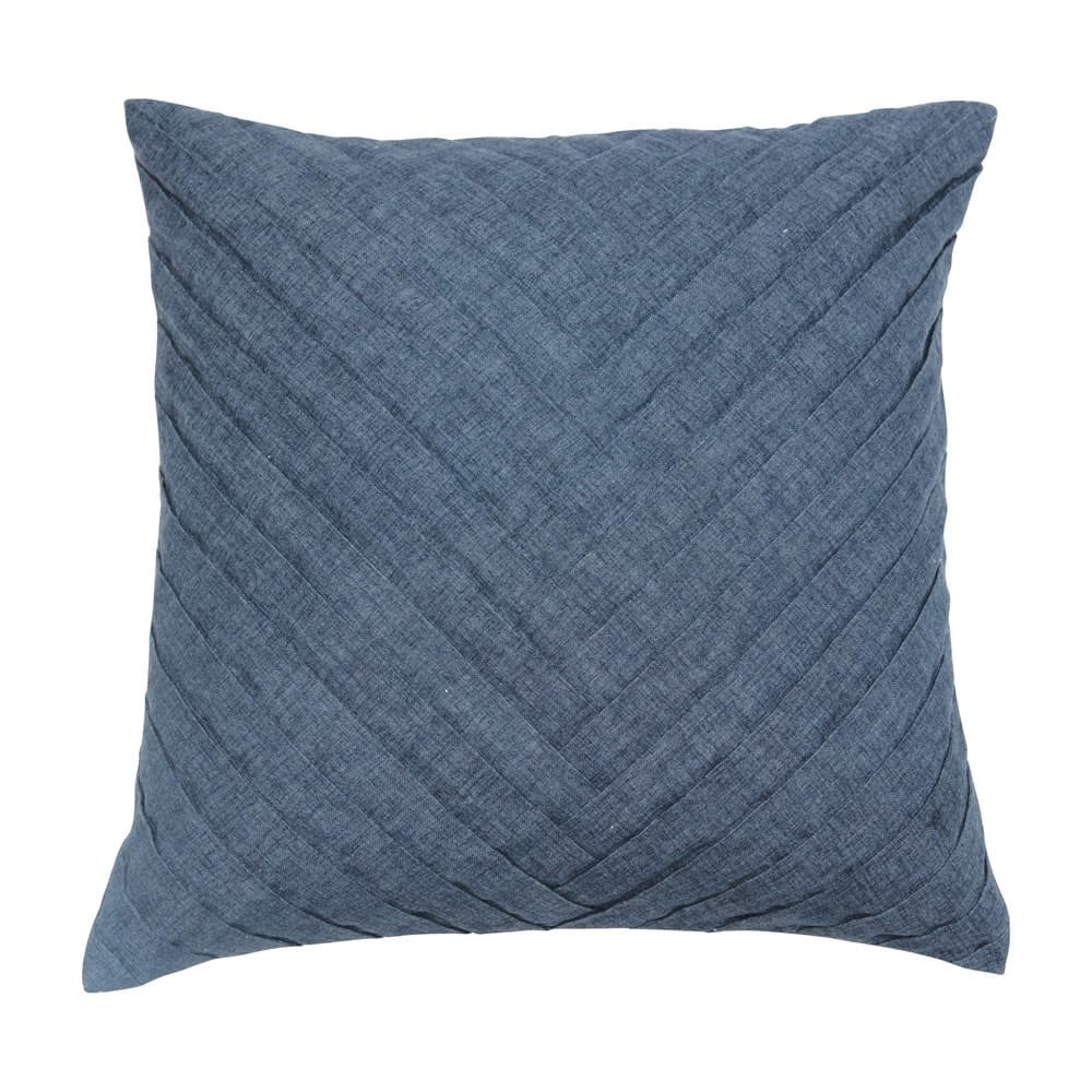 20" Square Stitched Fabric Pillow, Blue — alternate view 3