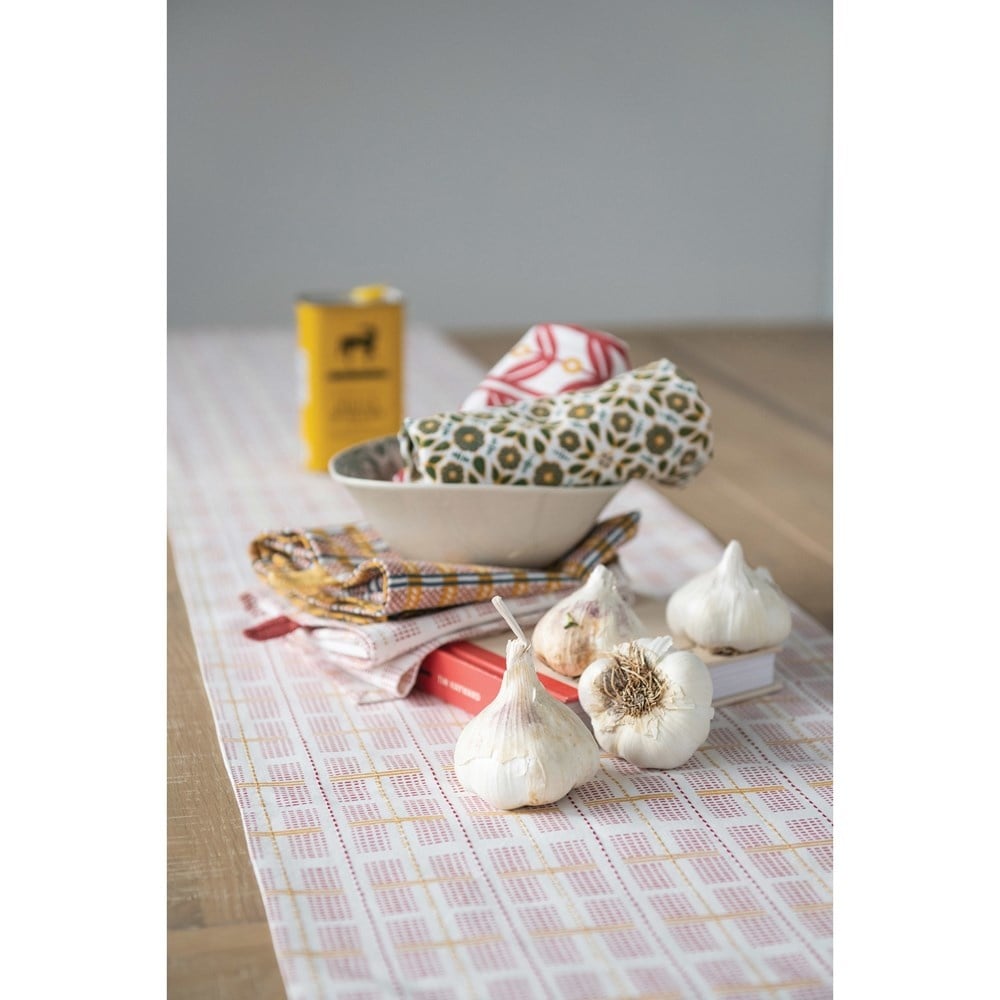 Cotton Printed Table Runner, Red & Yellow — alternate view 3