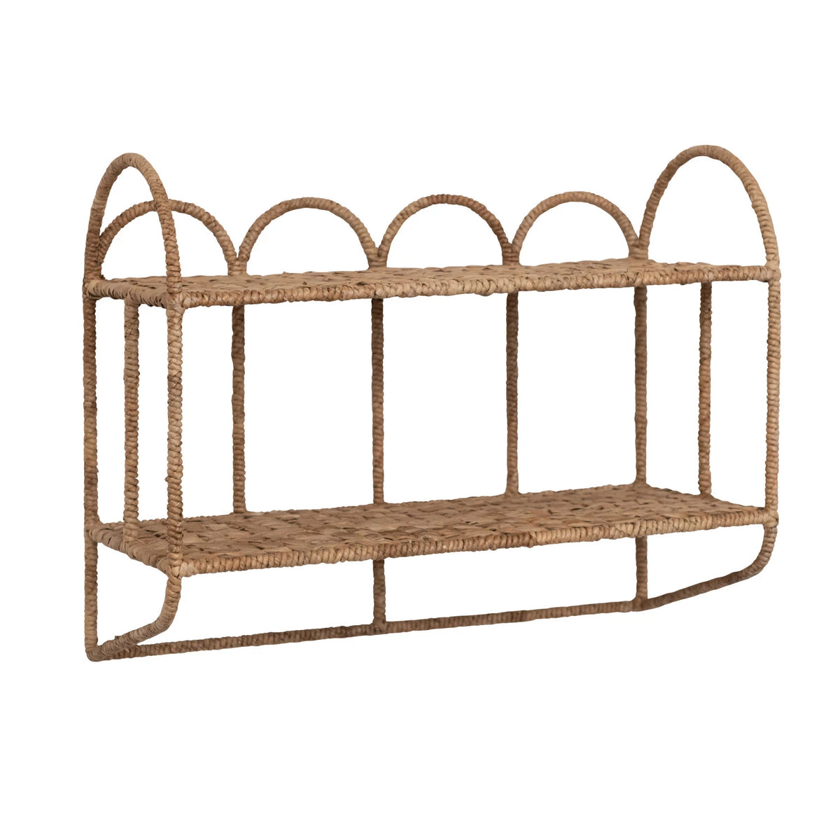 Hand-Woven Water Hyacinth & Metal 2-Tier Wall Shelf — alternate view 5