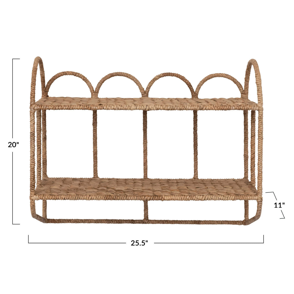 Hand-Woven Water Hyacinth & Metal 2-Tier Wall Shelf — alternate view 6
