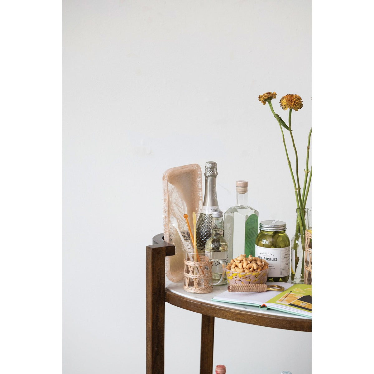 Mango Wood 2-Tier Bar Cart on Casters — alternate view 4