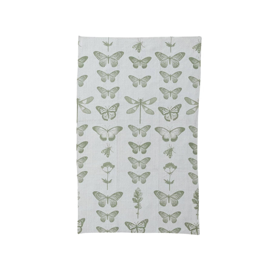 Insects & Flowers Pattern Microfibre Tea Towel — alternate view 2