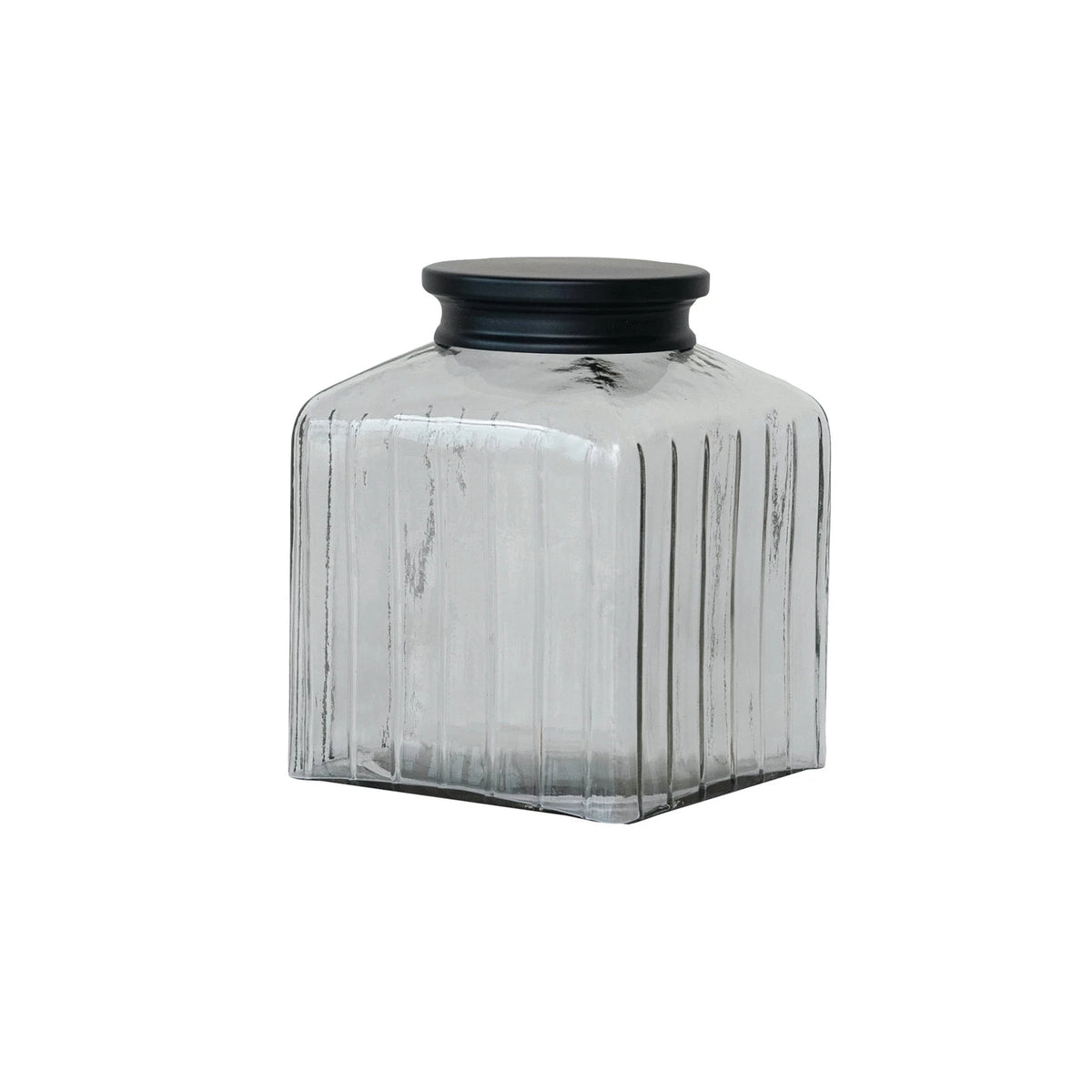 Pressed Glass Jar With Black Stainless Steel Lid 6 Cup — alternate view 3