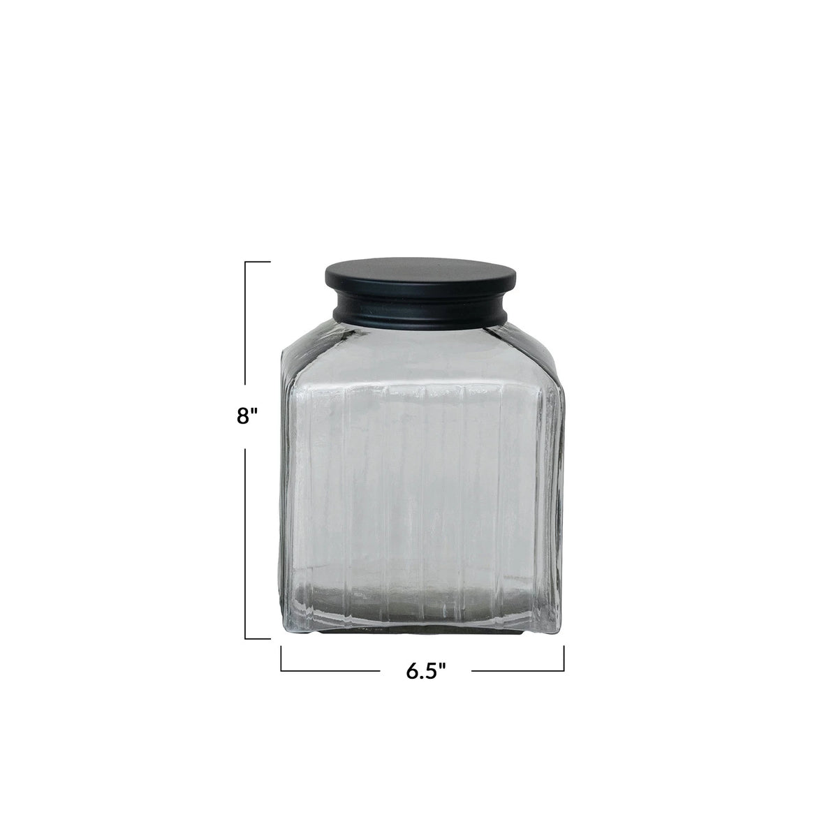 Pressed Glass Jar With Black Stainless Steel Lid 6 Cup — alternate view 2