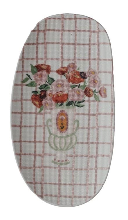 Textured Stoneware Plate With Flowers in Vase, 2 Styles — alternate view 5