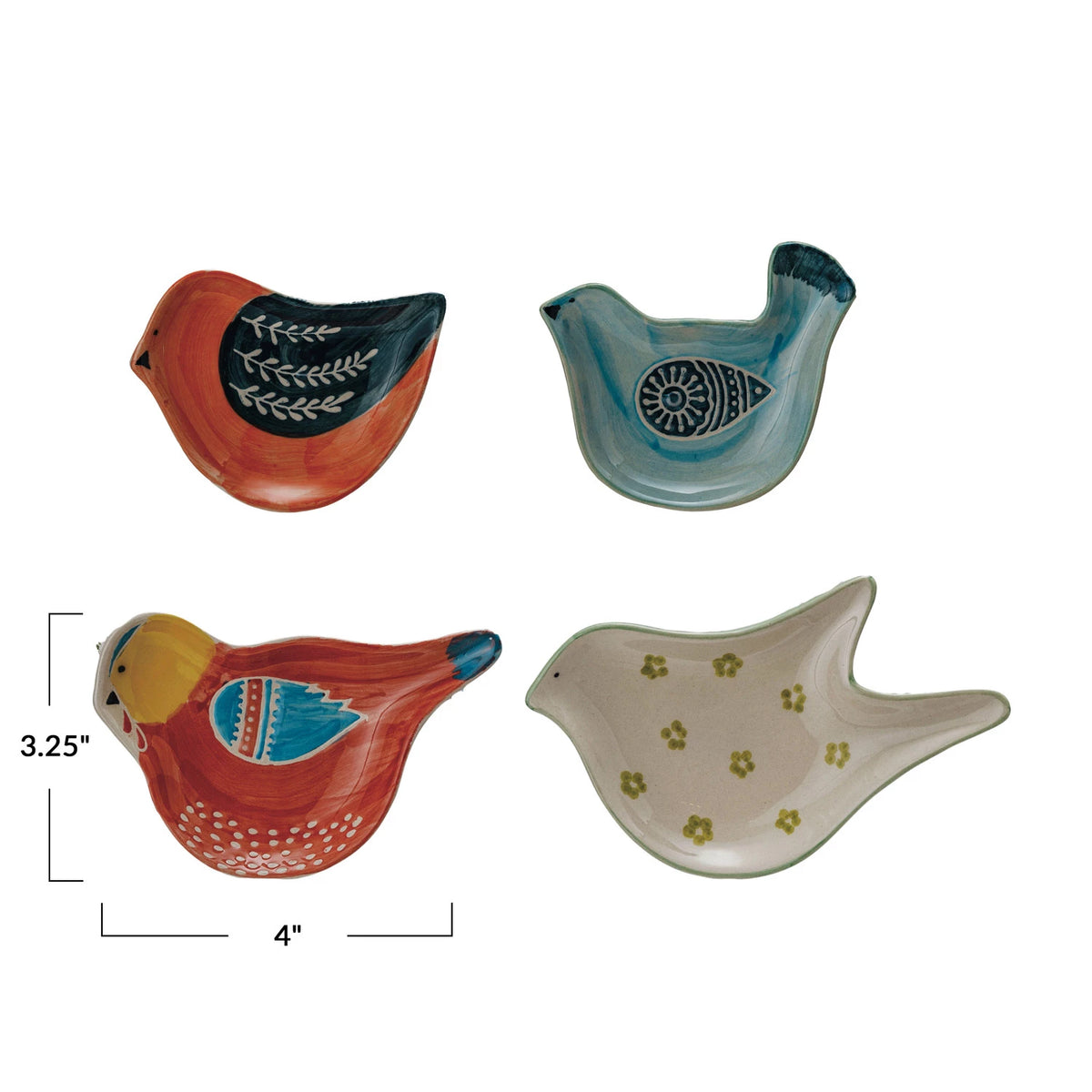 Hand-Painted Stoneware Bird Shaped Dish, 4 Styles — alternate view 2