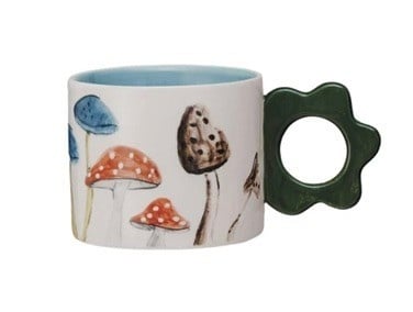 Hand-Painted Stoneware Mug With Flower Shaped Handle, 4 Styles — alternate view 3