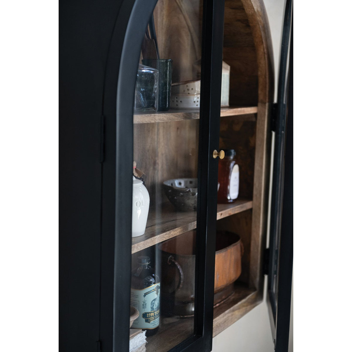 Arched Cabinet with Metal Brass Finish Knobs — alternate view 2