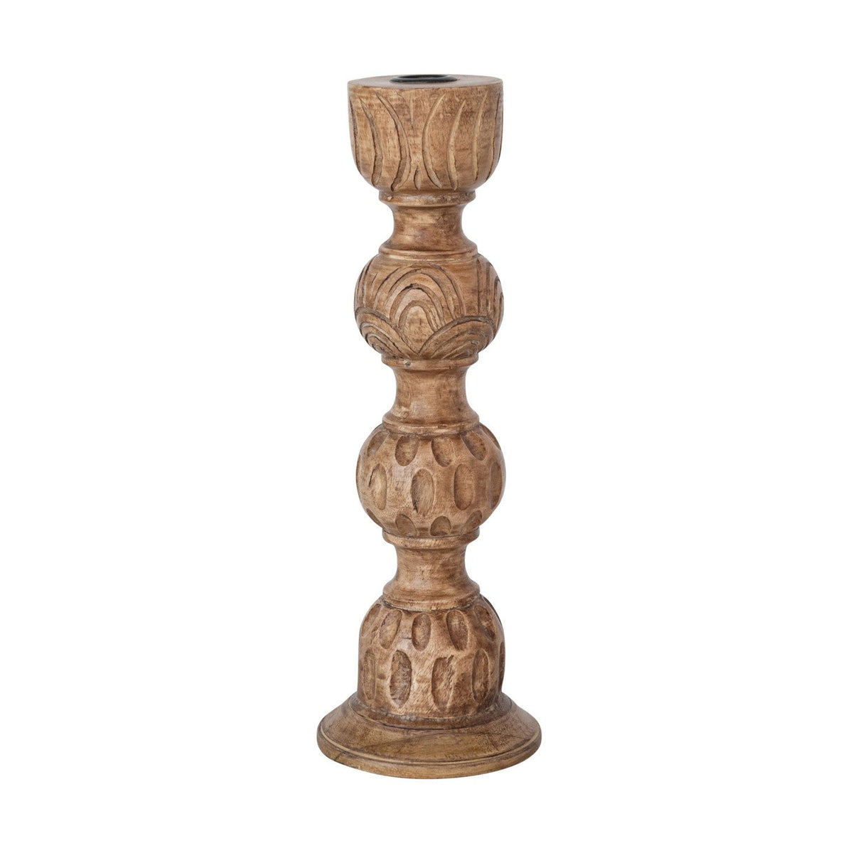 Hand-Carved Mango Wood Taper Holder — alternate view 2