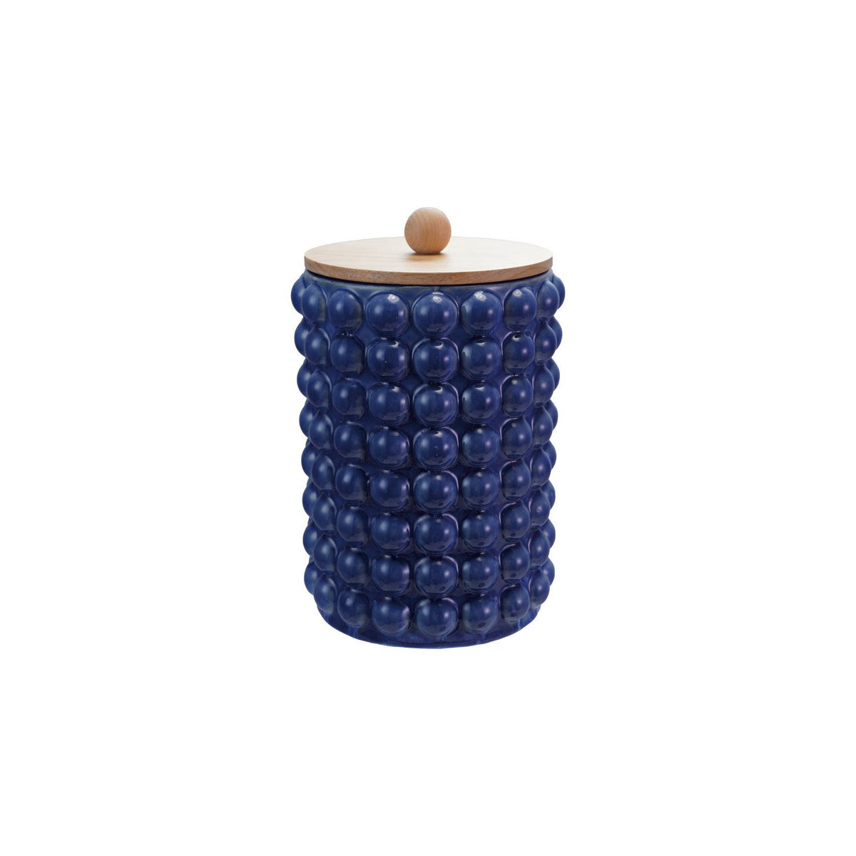 Stoneware Canister with Raised Dots & Wood Lid — alternate view 2