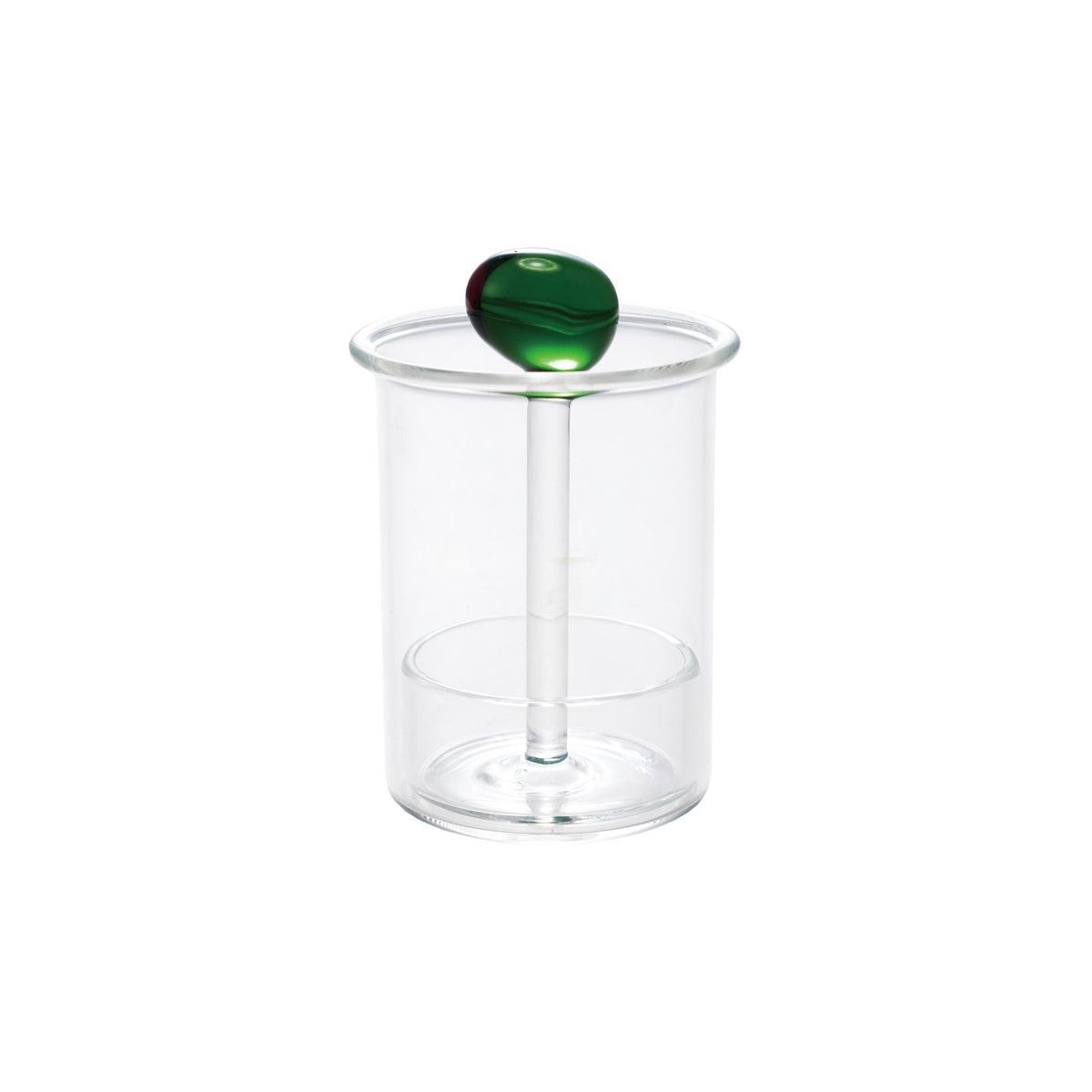 Glass Toothpick Holder with Hand-Blown Olive, Green & Red — alternate view 2