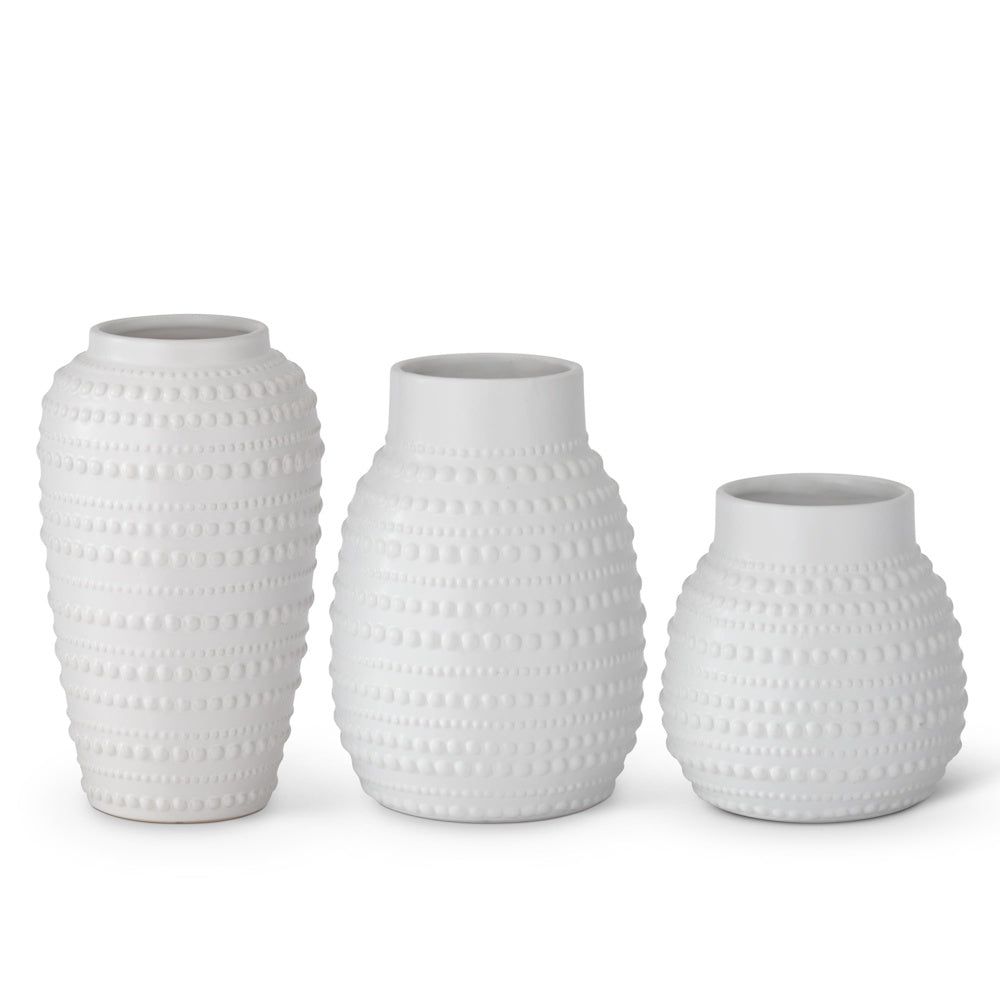 Small Dot Embossed White Ceramic Vase — alternate view 2