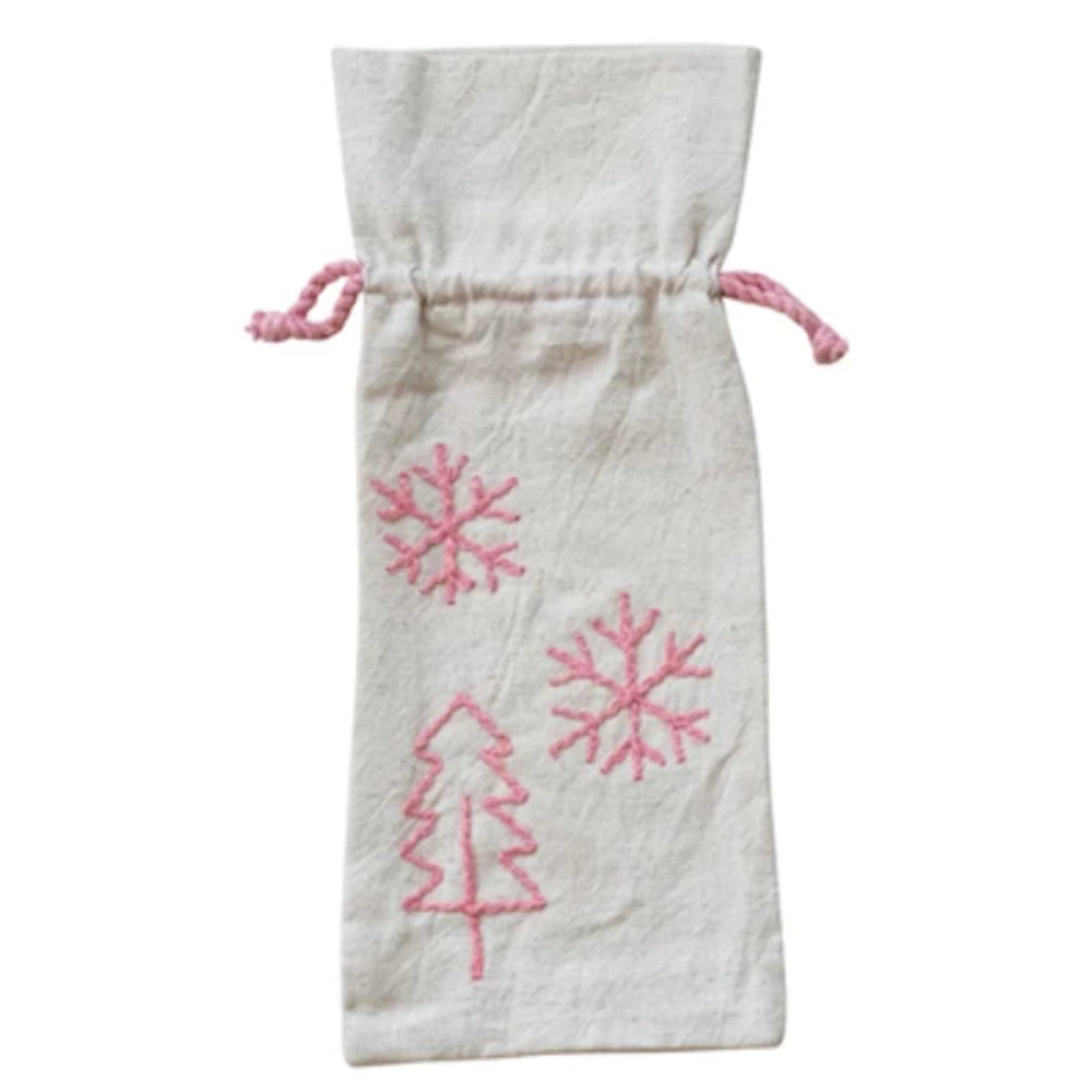Drawstring Wine Bag with Embroidered Holiday Icon — alternate view 2