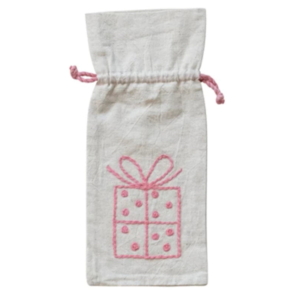 Drawstring Wine Bag with Embroidered Holiday Icon — alternate view 4
