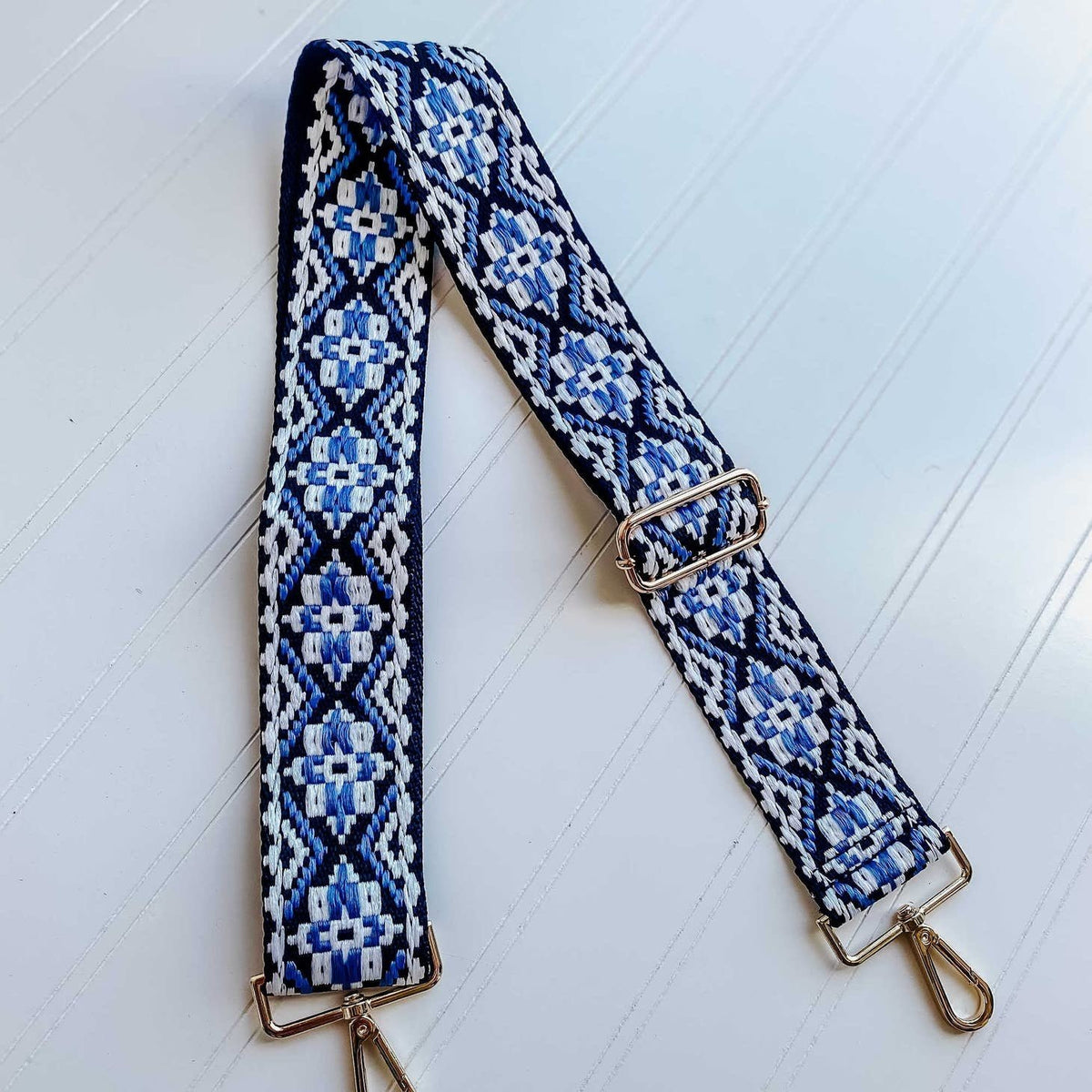 Canvas Guitar Strap:  Willow Print — alternate view 2