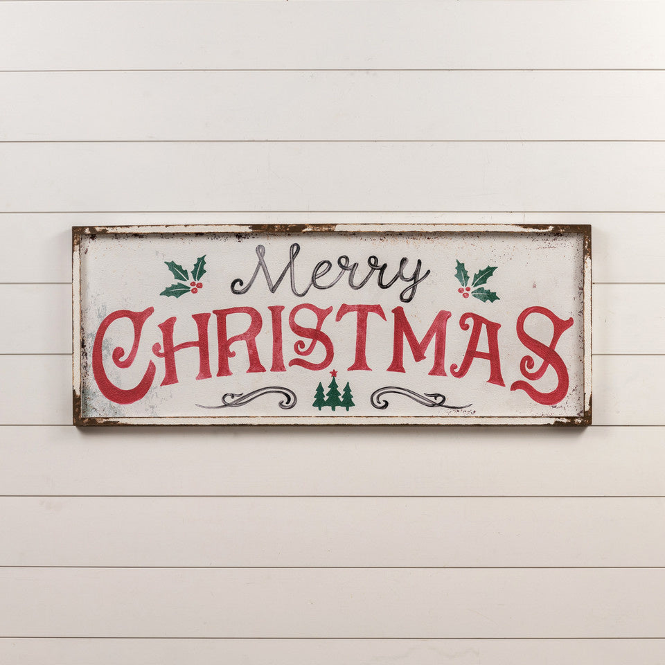 Red & Green Merry Christmas Sign — alternate view 2