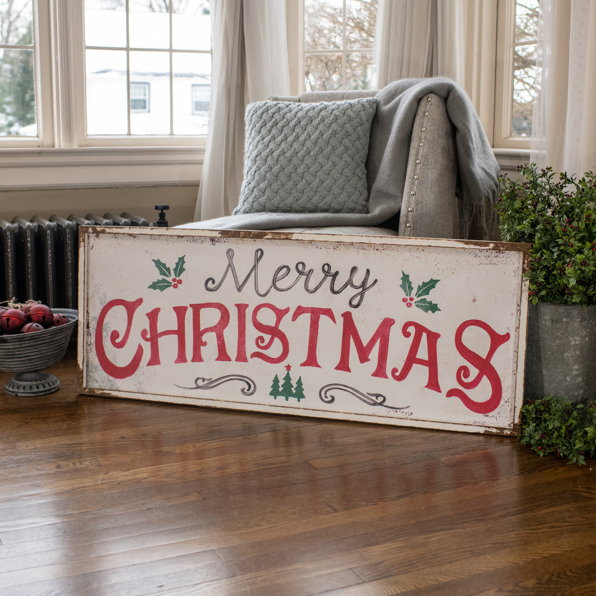 Red & Green Merry Christmas Sign