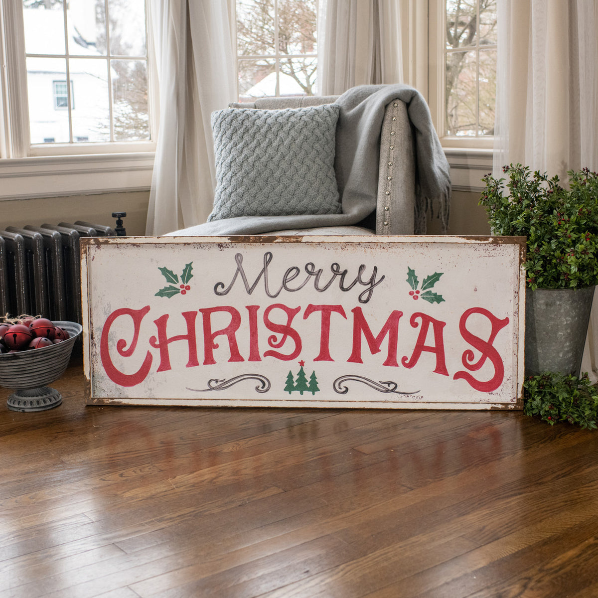 Red & Green Merry Christmas Sign — alternate view 3