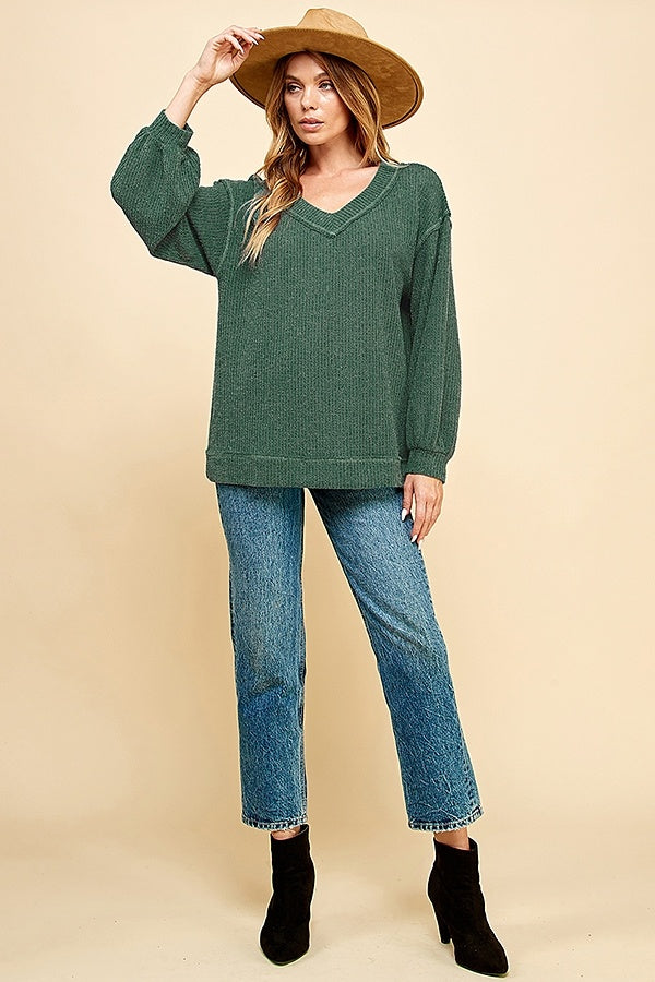 Knit Solid Loose Wide Neck Top — alternate view 6