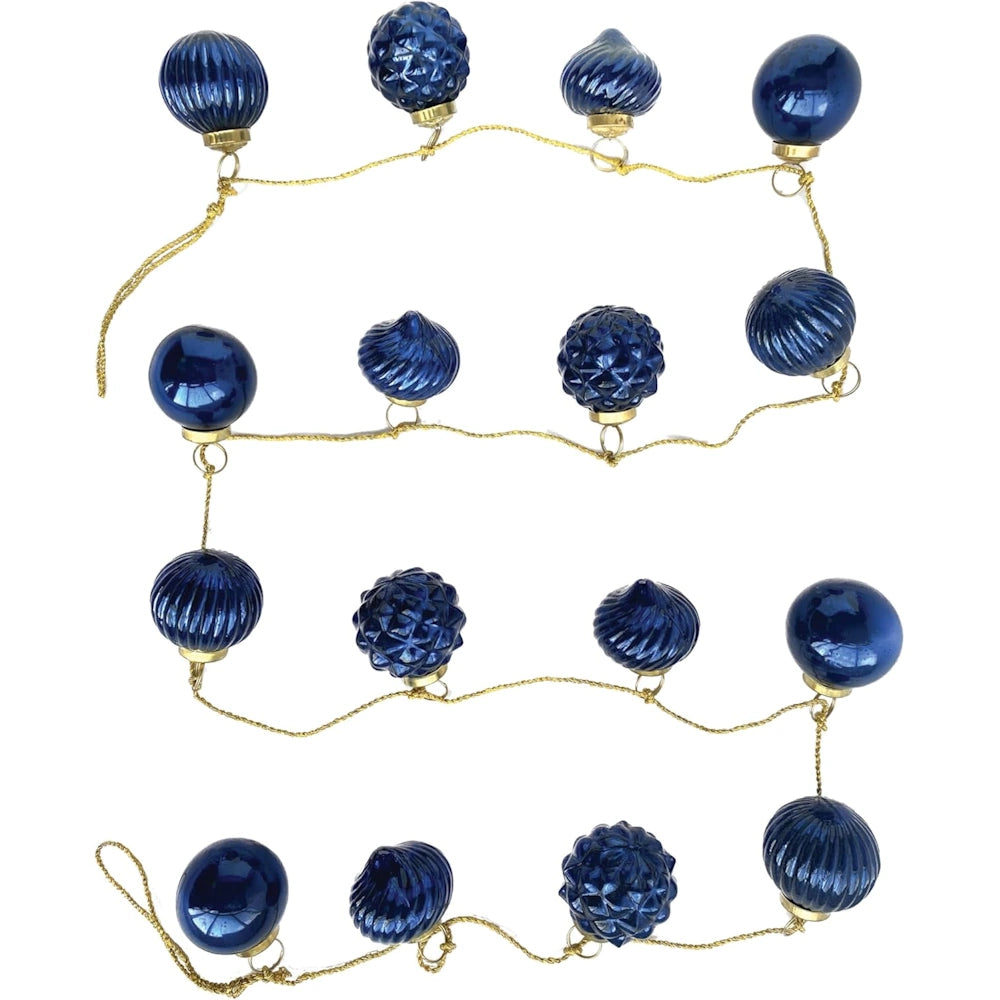 Embossed Mercury Glass Ornaments - Blue