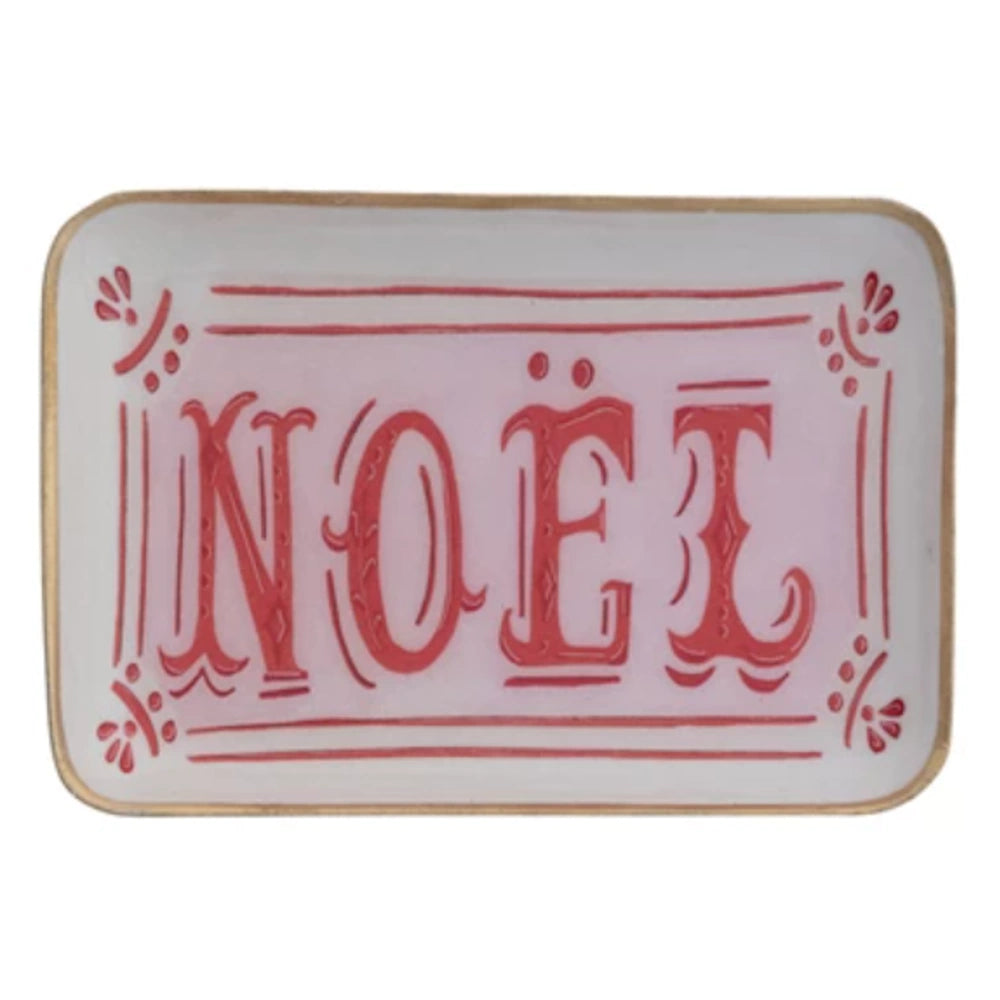 Enameled Metal Tray with Holiday Saying — alternate view 2