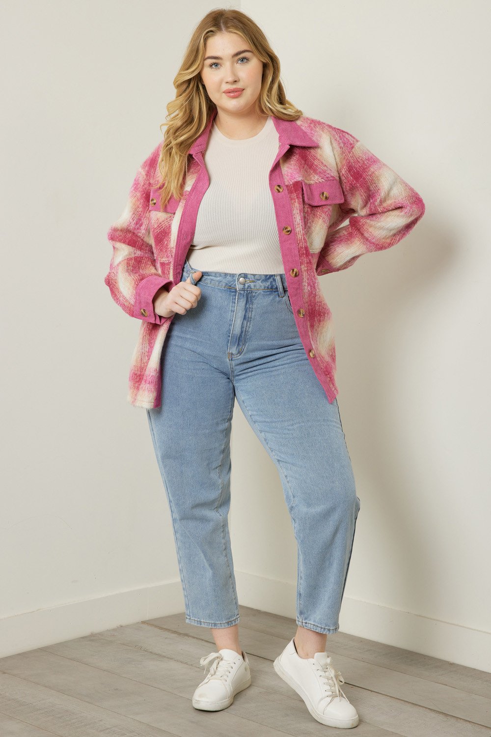 Plaid Collared Button Up Jacket — alternate view 5